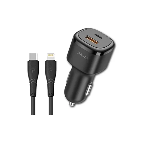 شارژر فندکی 48W با کابل تایپ سی به لایتنینگ پاوا مدل (2812) PAWA 48W CC48QCL