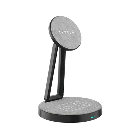 شارژر وایرلس 2 کاره لِولو مدل LEVELO DUALFLOW LVLDF21WCBK