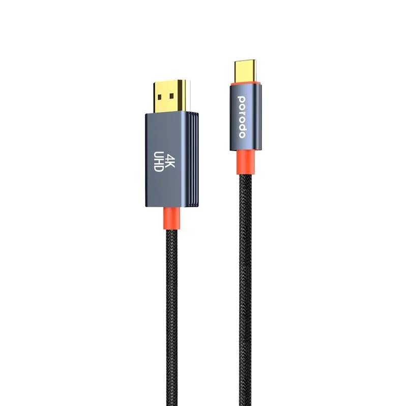 کابل TYPE-C به HDMI پرودو مدل PORODO WOVWN BRAIDED PD-CBL0016-BK
