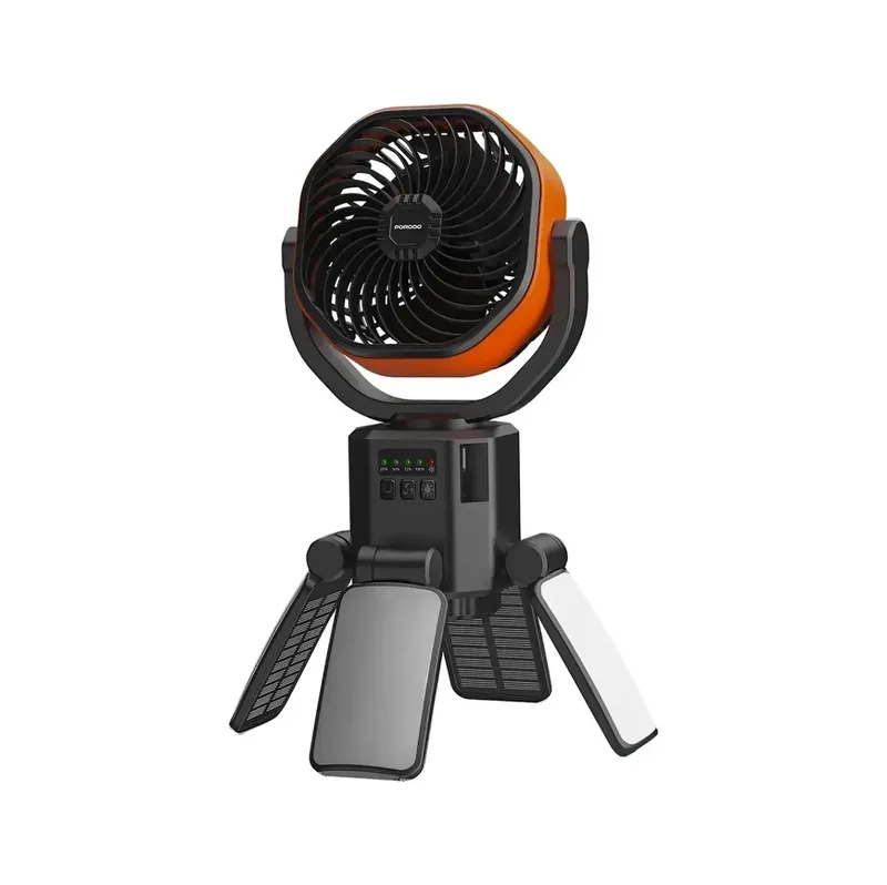 پنکه شارژی و پاوربانک خورشیدی مدل PORODO SUNCHARGE OUTDOOR SOLAR FAN PDLFSTFNBK0G