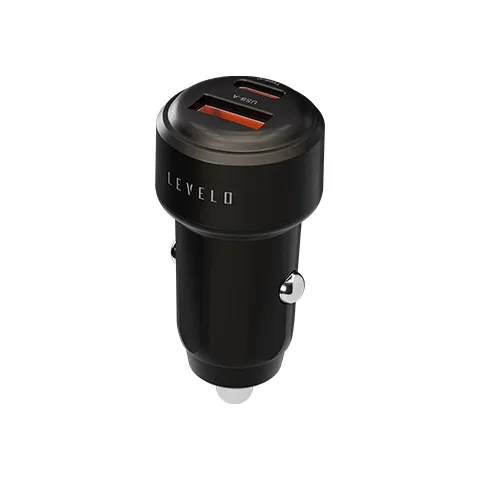 شارژر فندکی با کابل تایپ سی به لایتنینگ لِولو مدل LEVELO NORI MINI 60W LVLNORI60WCLGGY